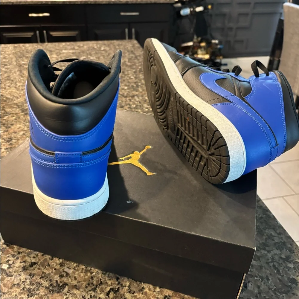 Jordan Men's Black and Royal Blue Sneakers - Picture 4 of 7